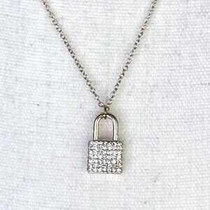 NWOT rose gold crystal mini lock pendant necklace